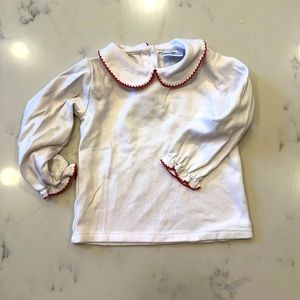 Florence Eiseman Knit Blouse with Red Picot Edging